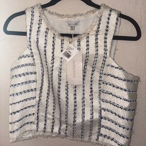 Lucy Paris Cream and Black Striped Tank Top